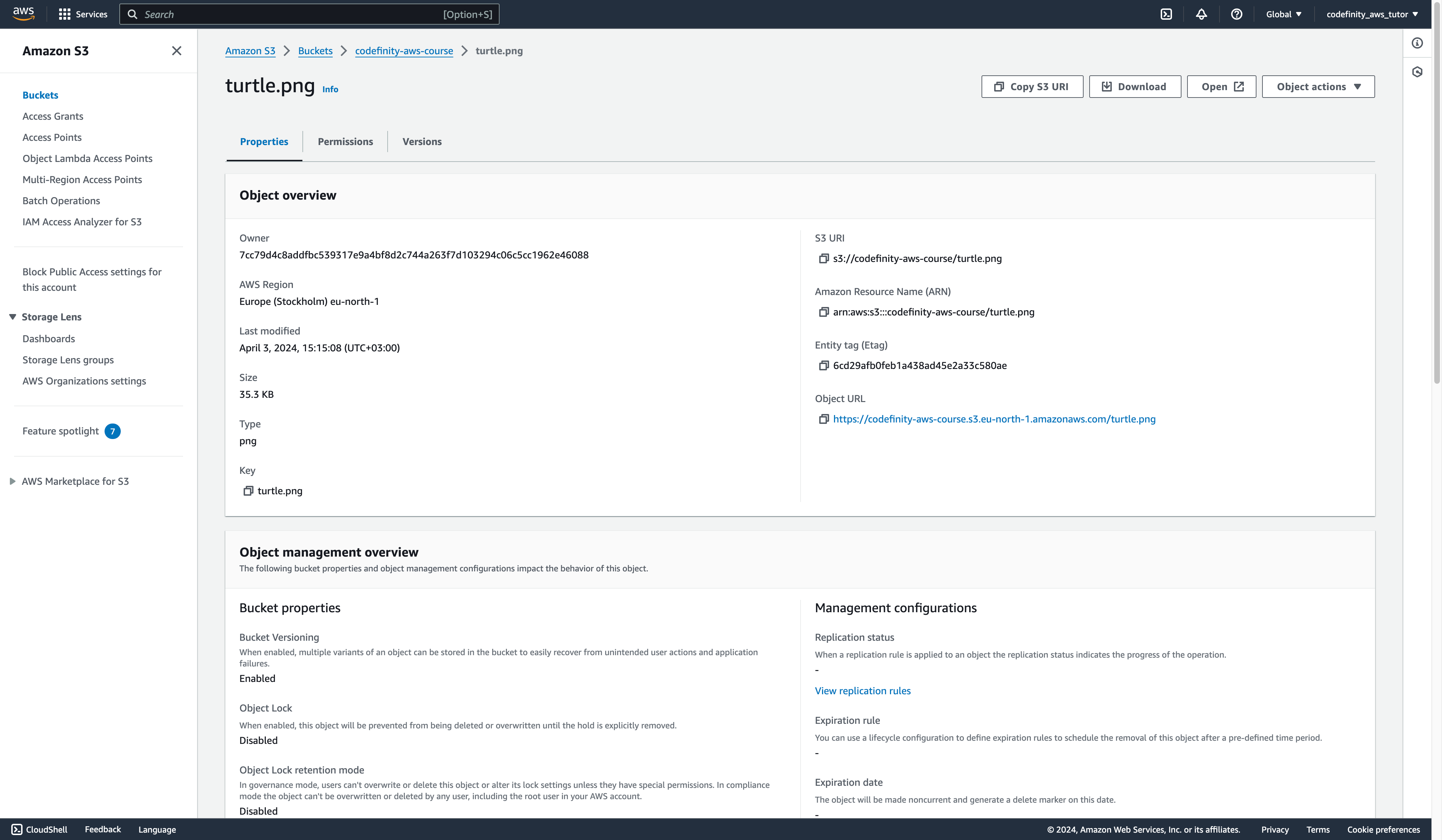 クラウド技術 AWS S3 メディアファイルのプロパティ概要