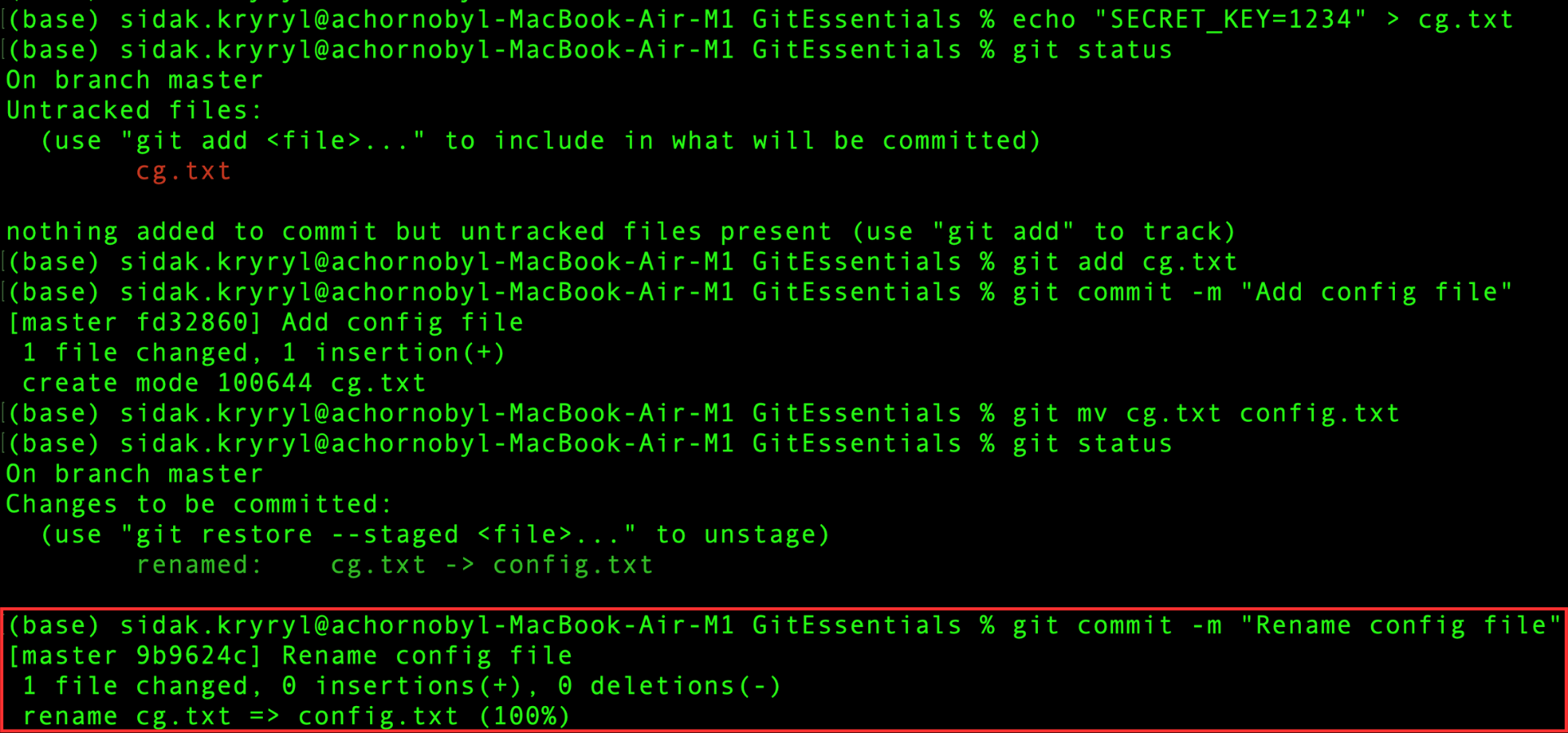 Commit della rinomina