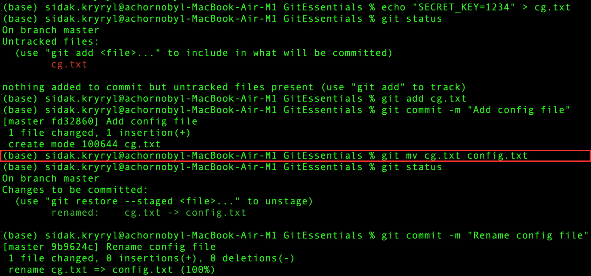 Rinomina file di configurazione