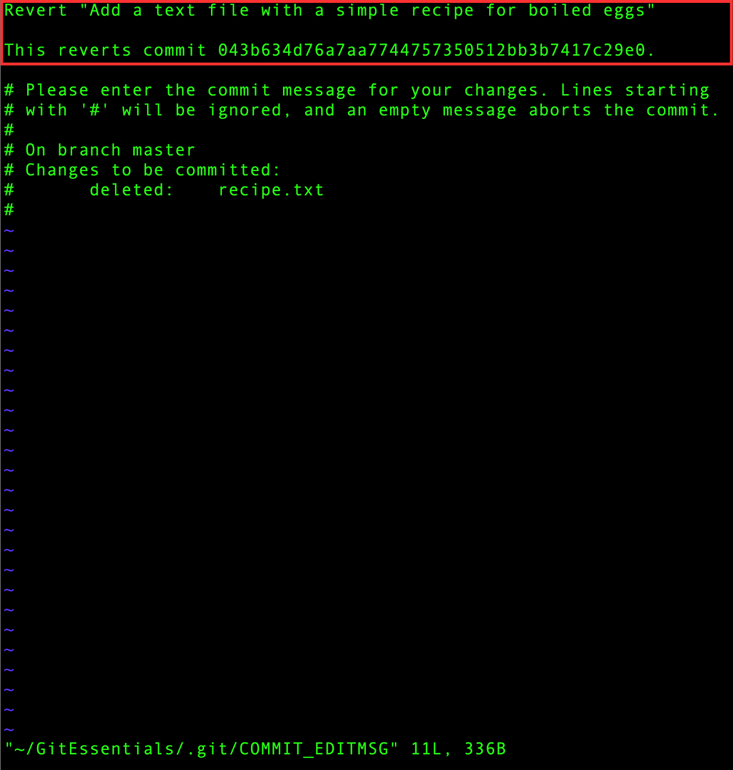 Standardmeddelande för återställnings-commit