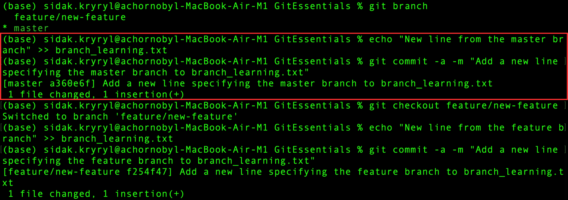 Modifierar fil på master-grenen