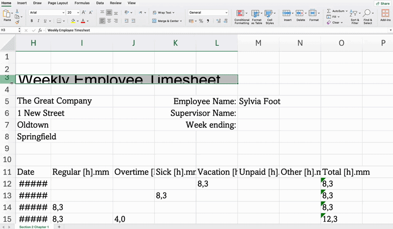 Adjust height example