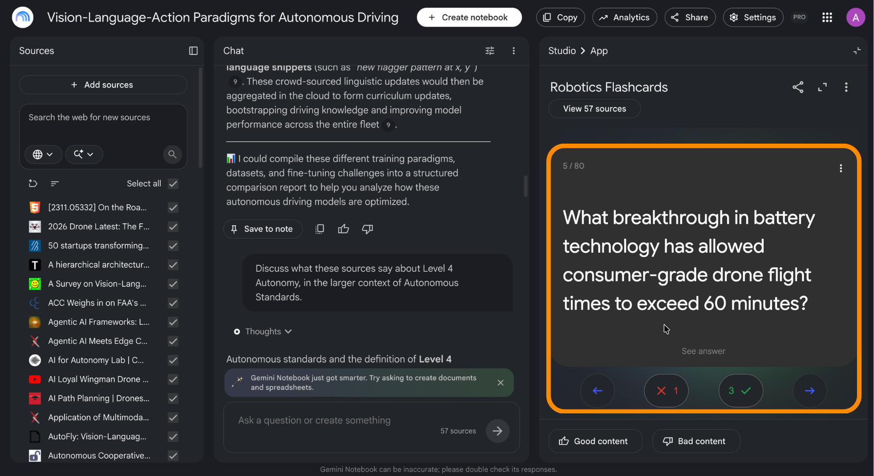   > **📸 Screen 9** – Page: a generated quiz or flashcard set open in the notebook, whole window. > Circle: the customization controls (question count and difficulty).