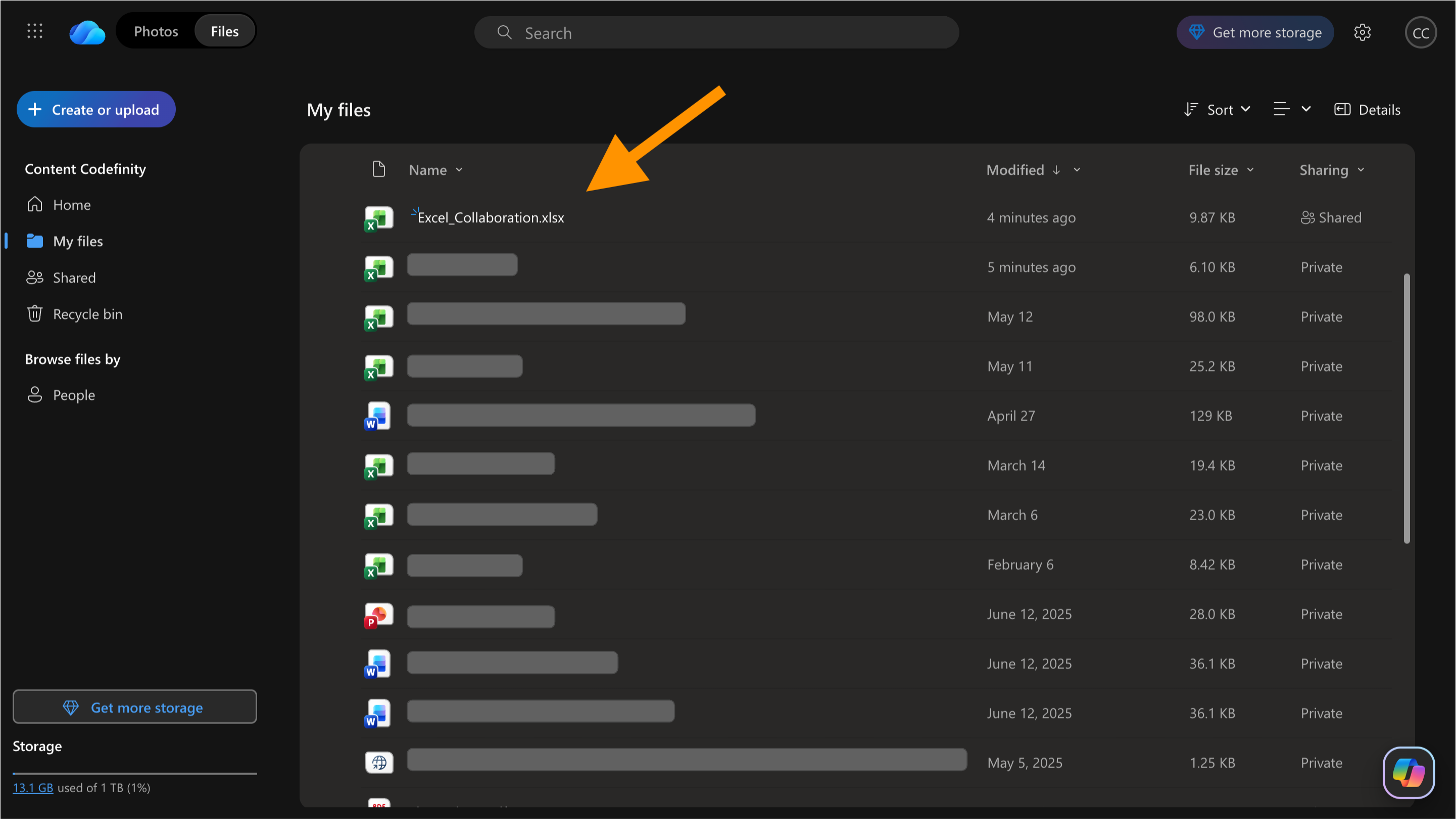 OneDrive に保存されたワークブック